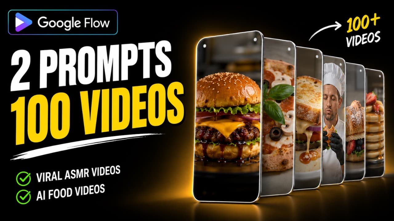 Ảnh bìa bài viết Tạo video Food ASMR xếp tầng món ăn và Mukbang triệu view bằng Google Flow và Canva
